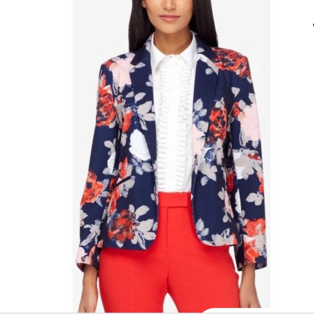 Tahari ASL Floral Print Blazer with pockets Women’s Size 10 EUC